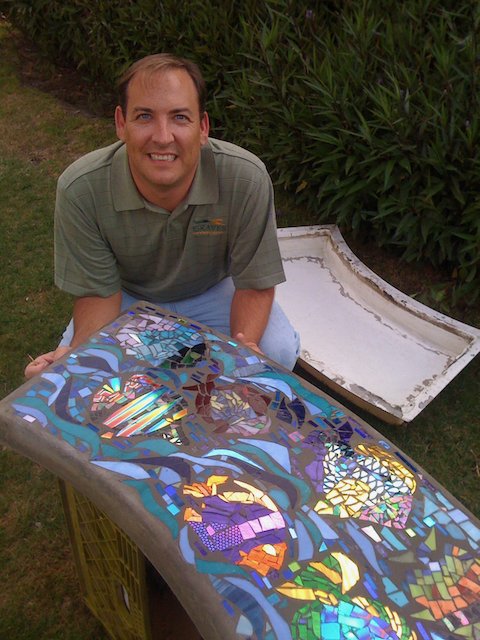 Artist With Glass Mosaic Bench