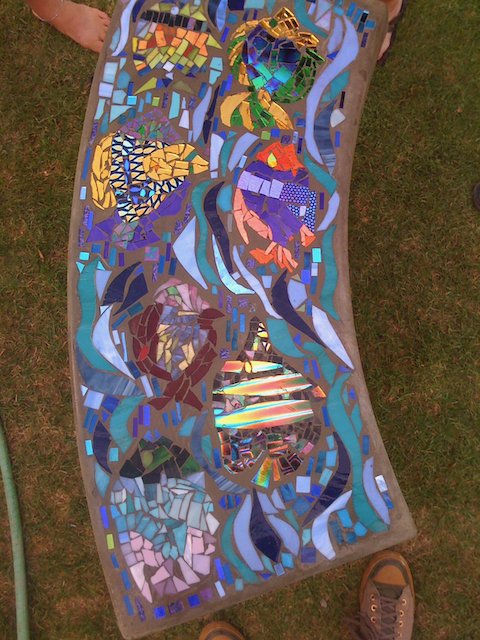 Glass Mosaic Fish Bench