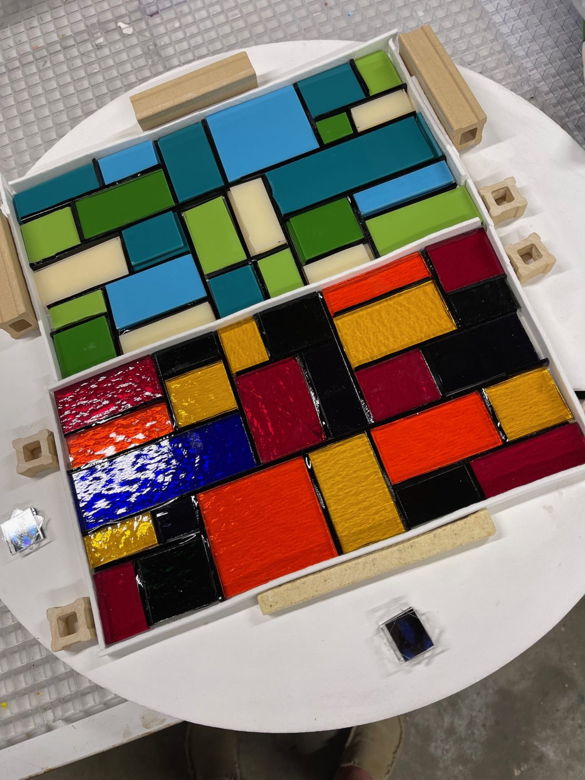 Mondrian Inspired Glass Tray