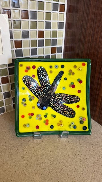 Dragonfly Plate — Fused Glass