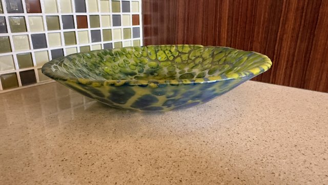 Green & Blue Pebble Bowl — Fused Glass — view 3