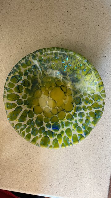 Green & Blue Pebble Bowl — Fused Glass