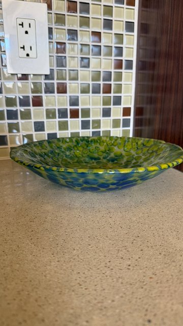 Green & Blue Pebble Bowl — Fused Glass — view 4