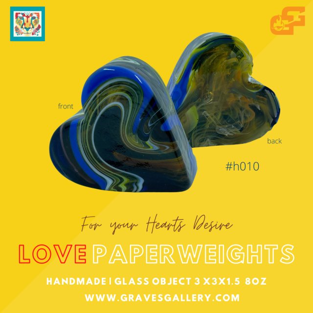 Heart Shaped Glass Paperweight #H010
